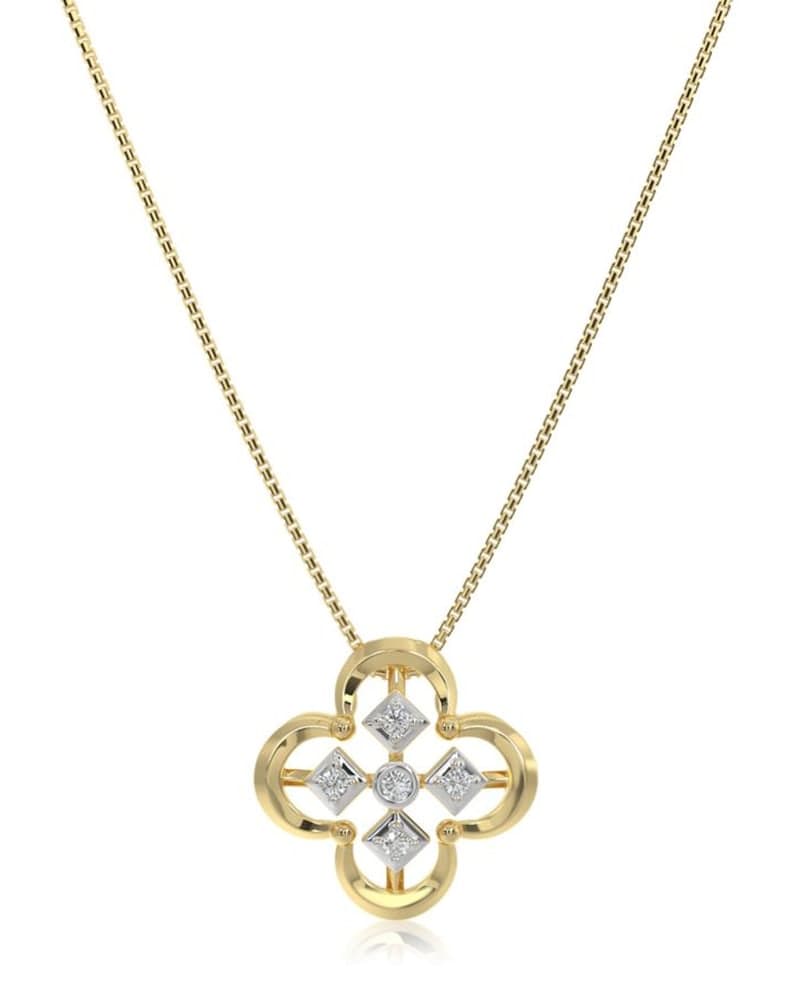 Charming Clover 9KT Yellow Gold Diamond Pendant