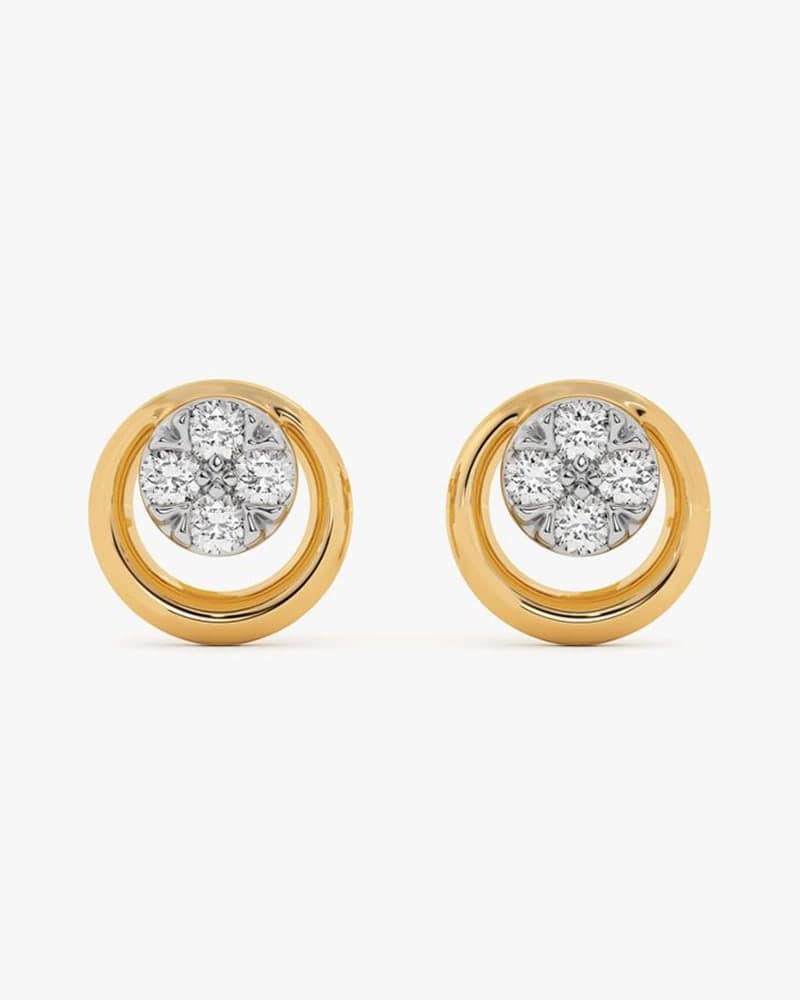 Classic Round Yellow Gold Diamond Earrings