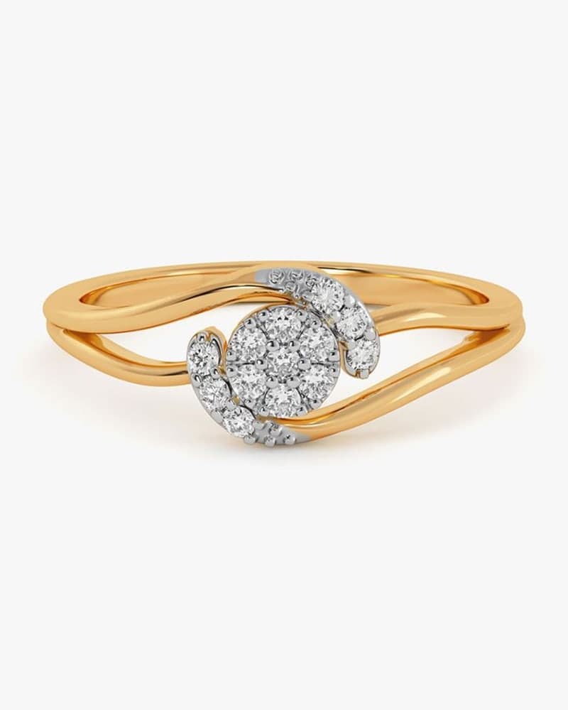 Dancing Swirl 9Kt Yellow Gold Diamond Ring