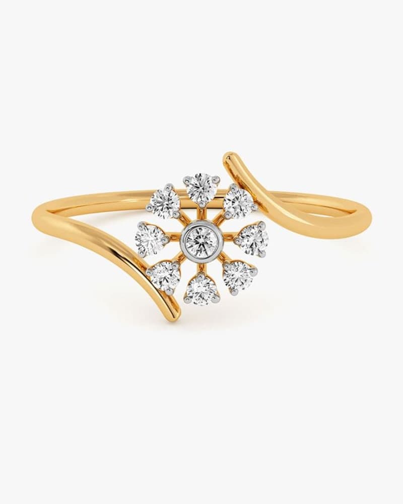 Delicate Floral Yellow Gold Diamond Ring
