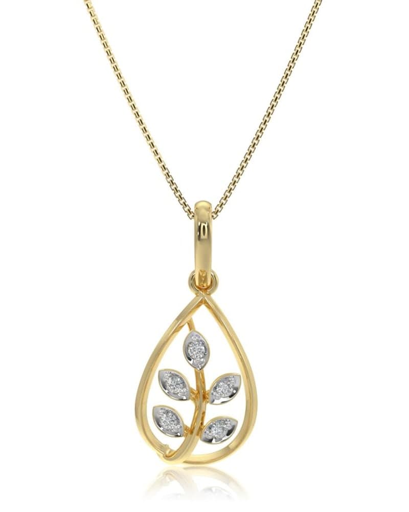 Graceful Leaf 9KT Yellow Gold Diamond Pendant