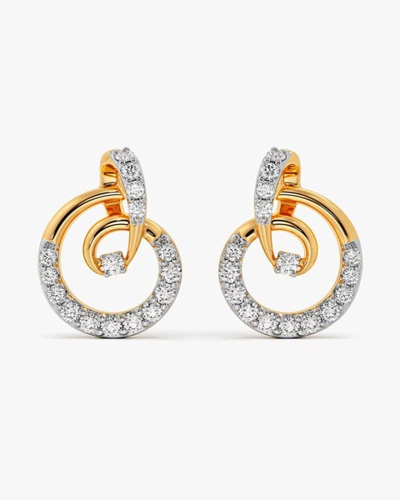 Pretty Swirl Design Diamond Studs