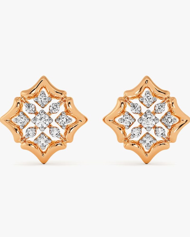 Diamond Design Earrings in 14KT Rose Gold